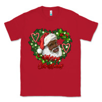 Red merry christmas african american santa with wreath Classic Tee - RanaPortraitStore
