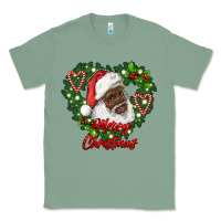 Sage merry christmas african american santa with wreath Classic Tee - RanaPortraitStore