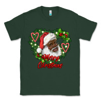 Sports Green merry christmas african american santa with wreath Classic Tee - RanaPortraitStore