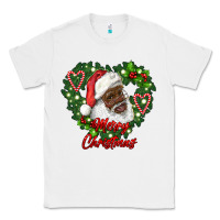 White merry christmas african american santa with wreath Classic Tee - RanaPortraitStore
