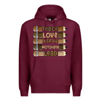 Burgundy teach love inspire Premium Hoodie - MaliasSmallBusiness