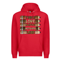 Red teach love inspire Premium Hoodie - MaliasSmallBusiness