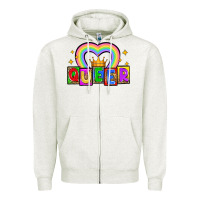 Oatmeal Heather queer Zipper Hoodie - Zillion Design Studio