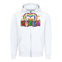 White queer Zipper Hoodie - Zillion Design Studio