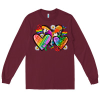 Burgundy pride hearts Long Sleeve Tee - texasbilliewilder