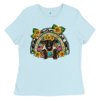 Baby Blue suffolk ewe front sunflowers rainbow Ladies Tee - BarkalooDesign
