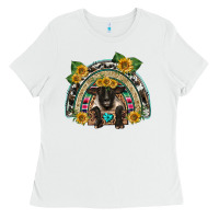 White suffolk ewe front sunflowers rainbow Ladies Tee - BarkalooDesign