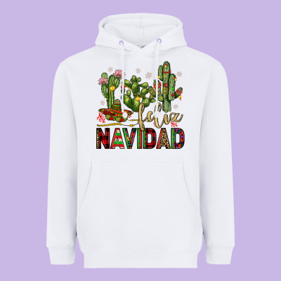 Cactus Feliz Navidad Heavyweight Hoodie Designed By Jahusdesignshop