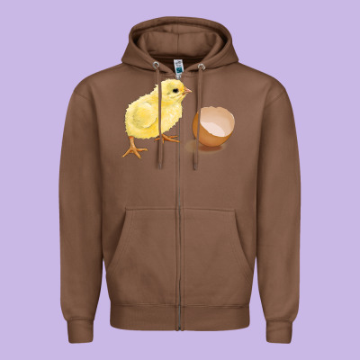Chick With Egg Zipper Hoodie Designed By Ranaportraitstore