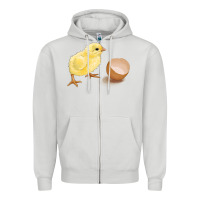 Dove Grey chick with egg Zipper Hoodie - RanaPortraitStore