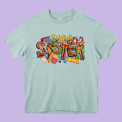 Basketball Sister Heavy Core Tee Designed By Cowhidedigitalart