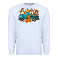 White fall gnomes truck pumpkin sunflowers Premium Sweatshirt - Artiststas