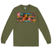 Army Green Brown horse with flowers and leopard Long Sleeve Tee - RanaPortraitStore