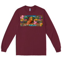 Burgundy Brown horse with flowers and leopard Long Sleeve Tee - RanaPortraitStore
