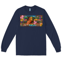 Navy Brown horse with flowers and leopard Long Sleeve Tee - RanaPortraitStore