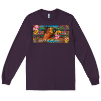 Plum Brown horse with flowers and leopard Long Sleeve Tee - RanaPortraitStore