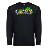 Black lucky with gnome and  shamrocks Premium Sweatshirt - AdoDesignShop