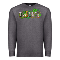 Charcoal Heather lucky with gnome and  shamrocks Premium Sweatshirt - AdoDesignShop