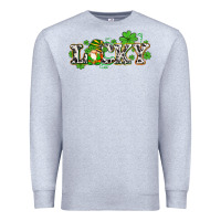 Heather Grey lucky with gnome and  shamrocks Premium Sweatshirt - AdoDesignShop