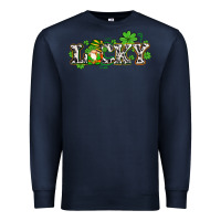 Navy lucky with gnome and  shamrocks Premium Sweatshirt - AdoDesignShop