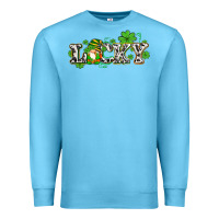Ocean Blue lucky with gnome and  shamrocks Premium Sweatshirt - AdoDesignShop