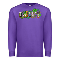 Purple lucky with gnome and  shamrocks Premium Sweatshirt - AdoDesignShop
