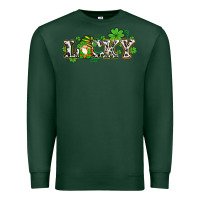 Sports Green lucky with gnome and  shamrocks Premium Sweatshirt - AdoDesignShop