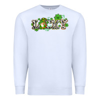 White lucky with gnome and  shamrocks Premium Sweatshirt - AdoDesignShop