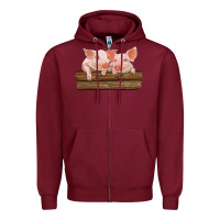 Burgundy barn pigs Zipper Hoodie - RanaPortraitStore