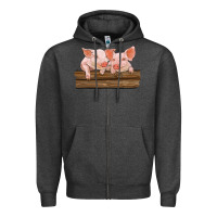 Charcoal Heather barn pigs Zipper Hoodie - RanaPortraitStore