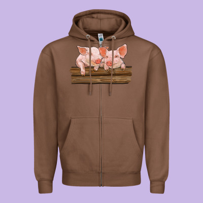 Barn Pigs Zipper Hoodie Designed By Ranaportraitstore