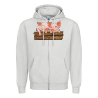 Dove Grey barn pigs Zipper Hoodie - RanaPortraitStore