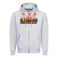 Heather Grey barn pigs Zipper Hoodie - RanaPortraitStore