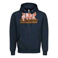 Navy barn pigs Zipper Hoodie - RanaPortraitStore