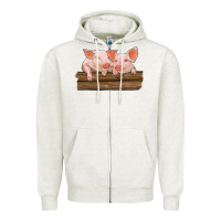 Oatmeal Heather barn pigs Zipper Hoodie - RanaPortraitStore