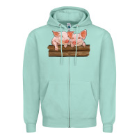 Seafoam barn pigs Zipper Hoodie - RanaPortraitStore