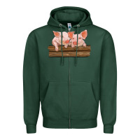 Sports Green barn pigs Zipper Hoodie - RanaPortraitStore