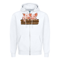 White barn pigs Zipper Hoodie - RanaPortraitStore