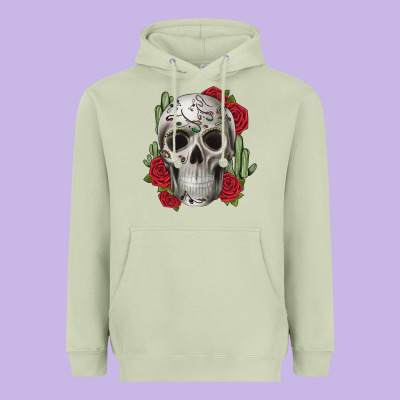 Skull Cactus Heavyweight Hoodie Designed By Jahusdesignshop