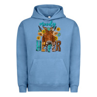 Pigment Pebble Blue moody cow Urban Hoodie - NancyCooperArtShop