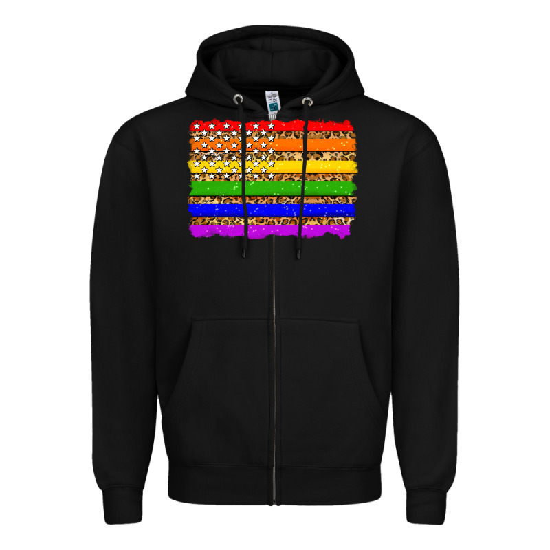 Lgbtq And Usa Flag Zipper Hoodie by Zillion Design Studio | Teevron