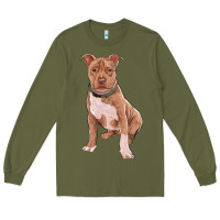 Army Green Brown Pitbull Long Sleeve Tee - RanaPortraitStore
