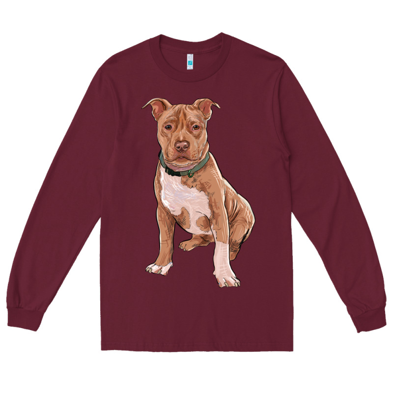 Brown Pitbull Long Sleeve Tee by RanaPortraitStore | Teevron