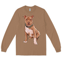 Toasted Coconut Brown Pitbull Long Sleeve Tee - RanaPortraitStore