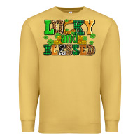 Antique Gold lucky and blessed with coins and shamrocks Premium Sweatshirt - AdoDesignShop