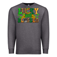Charcoal Heather lucky and blessed with coins and shamrocks Premium Sweatshirt - AdoDesignShop