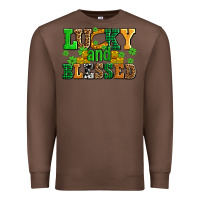Chestnut lucky and blessed with coins and shamrocks Premium Sweatshirt - AdoDesignShop