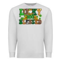 Dove Grey lucky and blessed with coins and shamrocks Premium Sweatshirt - AdoDesignShop