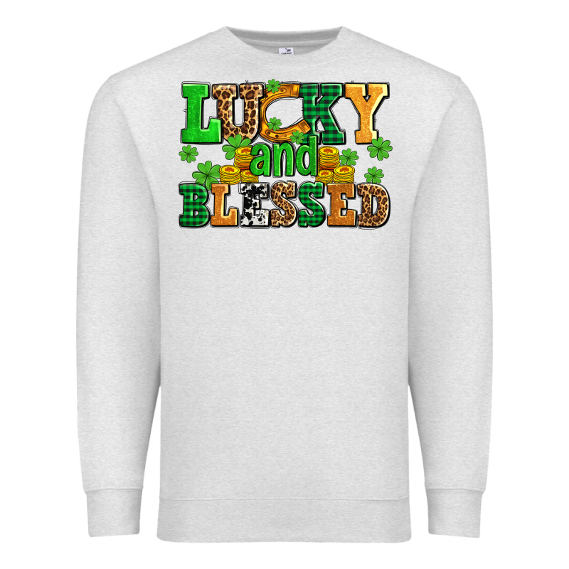 Lucky And Blessed With Coins And Shamrocks Premium Sweatshirt by AdoDesignShop | Teevron