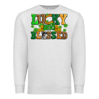Oatmeal Heather lucky and blessed with coins and shamrocks Premium Sweatshirt - AdoDesignShop